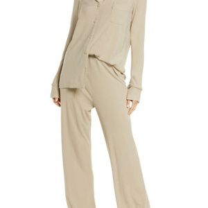 SKIMS Soft Lounge Rib Pajama Loungewear Set Pants Top Taupe 2X